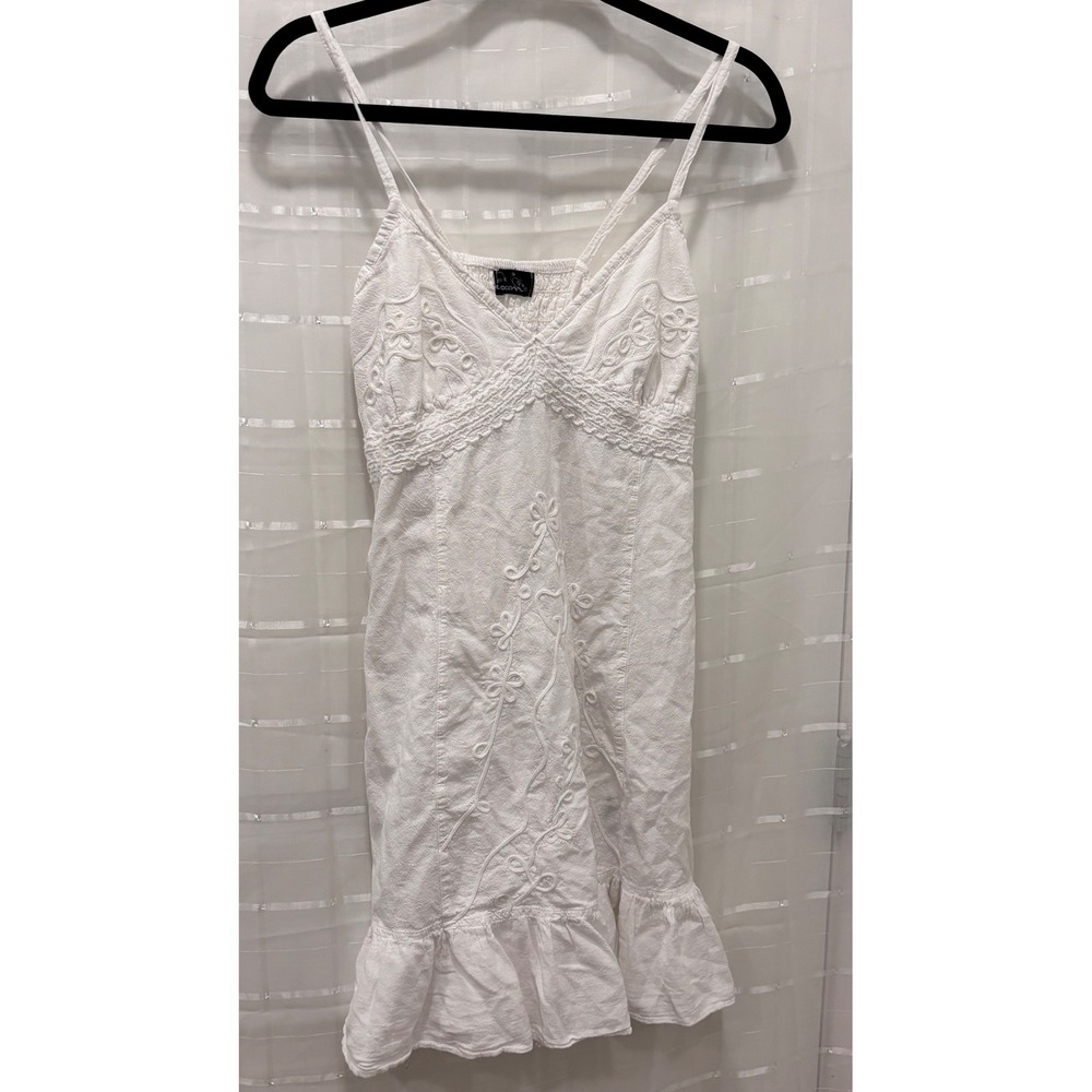 Ciaociao White Cotton Embroidered Mini Dress Boho Crochet Lace Smocked Back